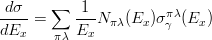 $$\frac{d\sigma}{dE_x} = \sum_{\pi\lambda} \frac{1}{E_x}N_{\pi\lambda}(E_x)\sigma^{\pi\lambda}_\gamma(E_x)$$