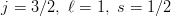 $j=3/2, \ \ell=1, \ s=1/2$